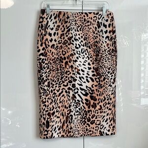 ECI NWOT Brown Cream Animal Midi Skirt stretch, Size M
